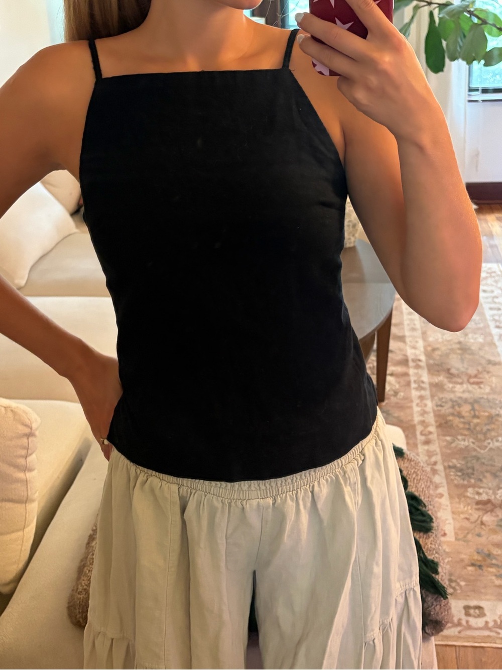 Abercrombie linen blend open back top